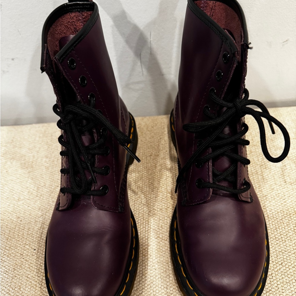 Dr. Martens Cherry Red 1460 Combat Boots - Picture 3 of 8